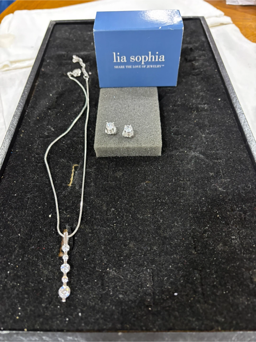 Lia Sophia Rhinestone Necklace and Stud Earring Set - photo 2