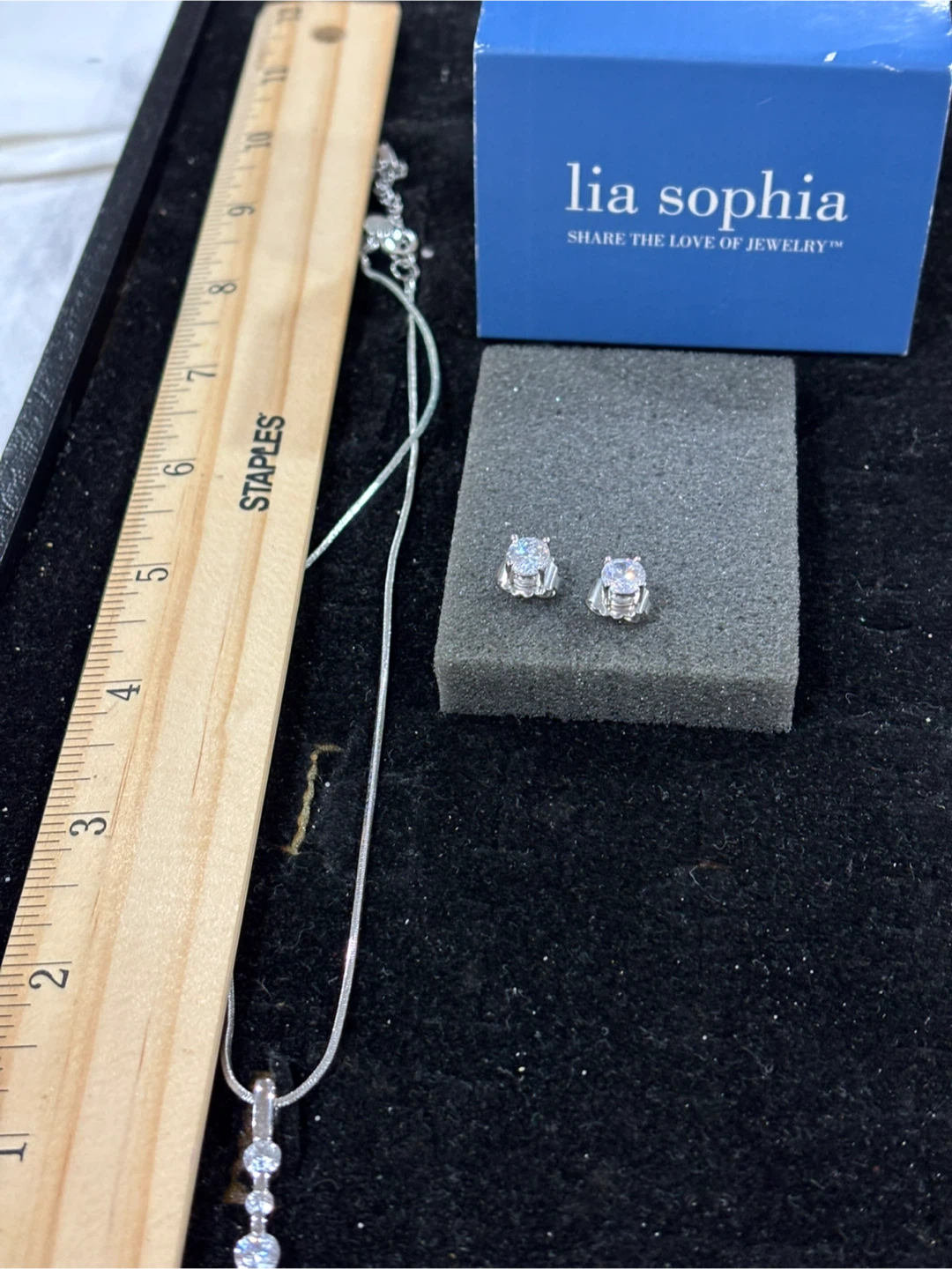 Lia Sophia Rhinestone Necklace and Stud Earring Set - photo 3