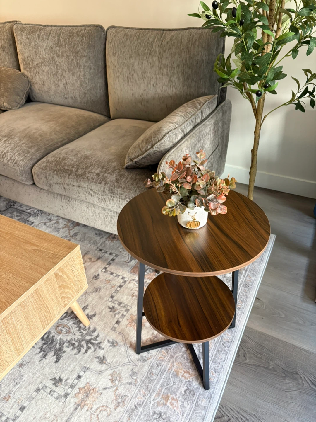 Round Side Table with Two Shelves - photo 2