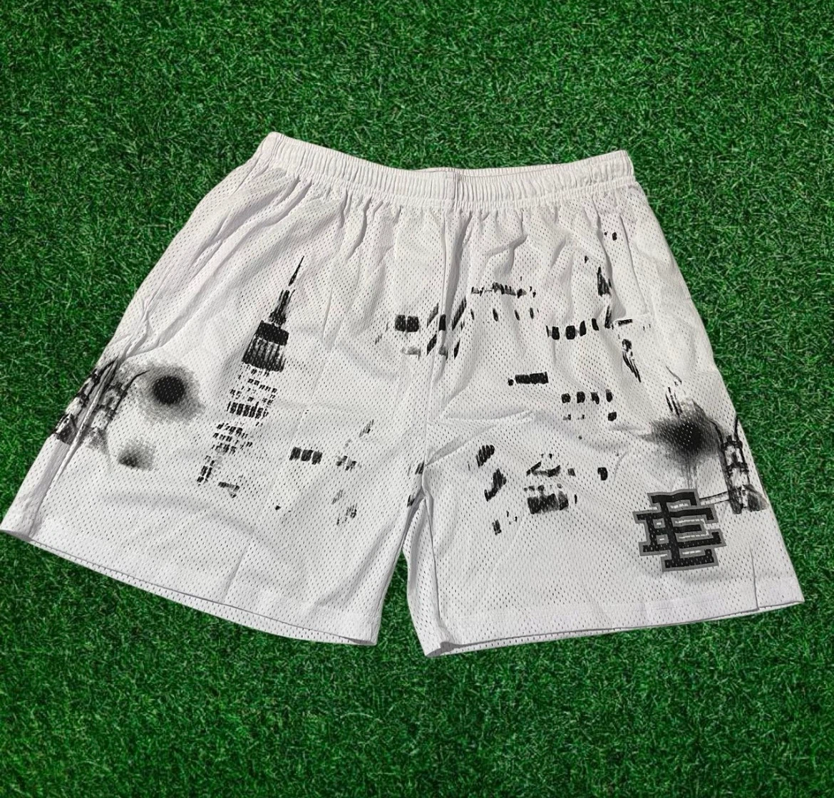 Eric Emanuel white NYC skyline Mesh Shorts