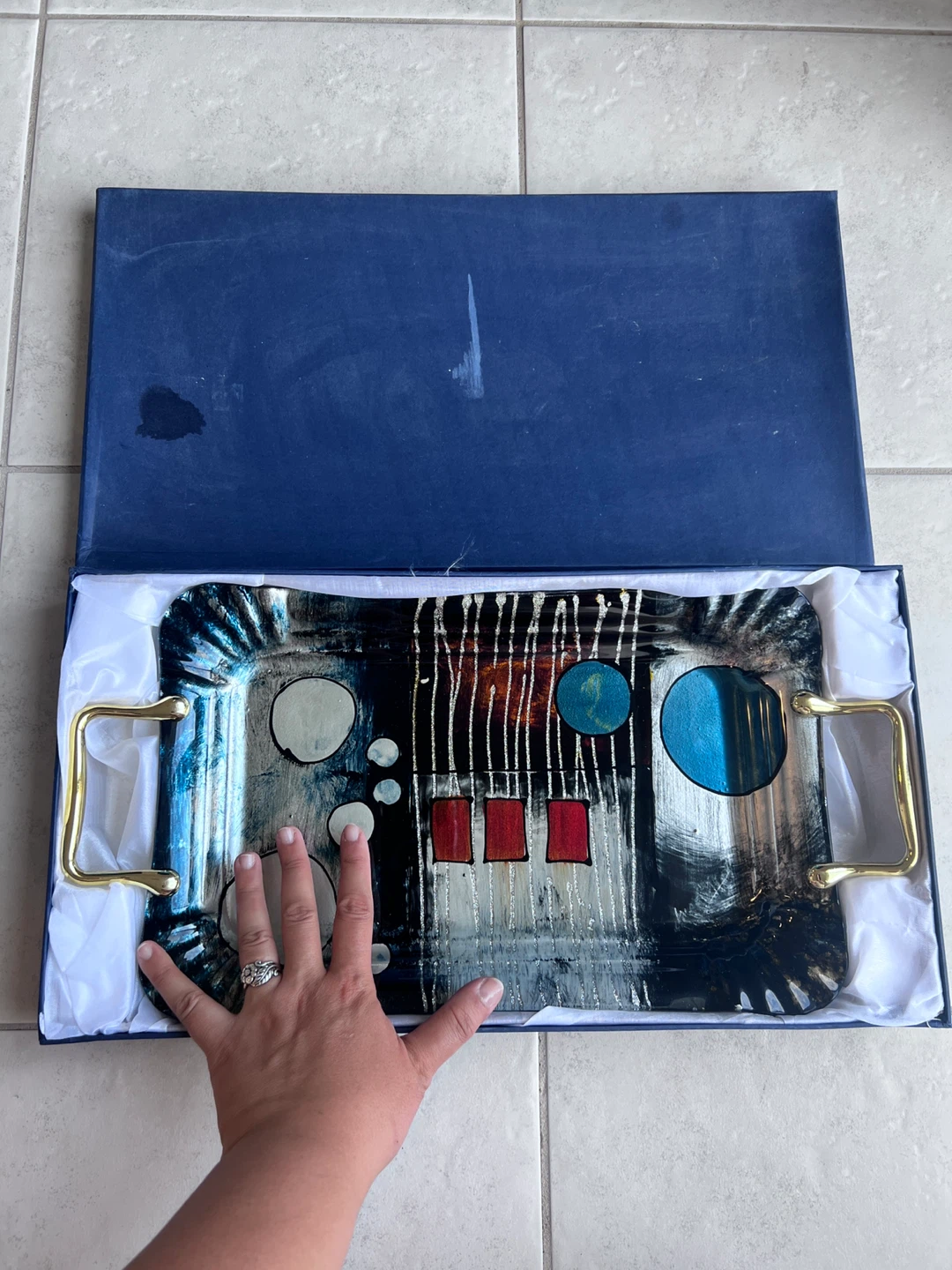 Art Glass Serving Tray with Handles - photo 2