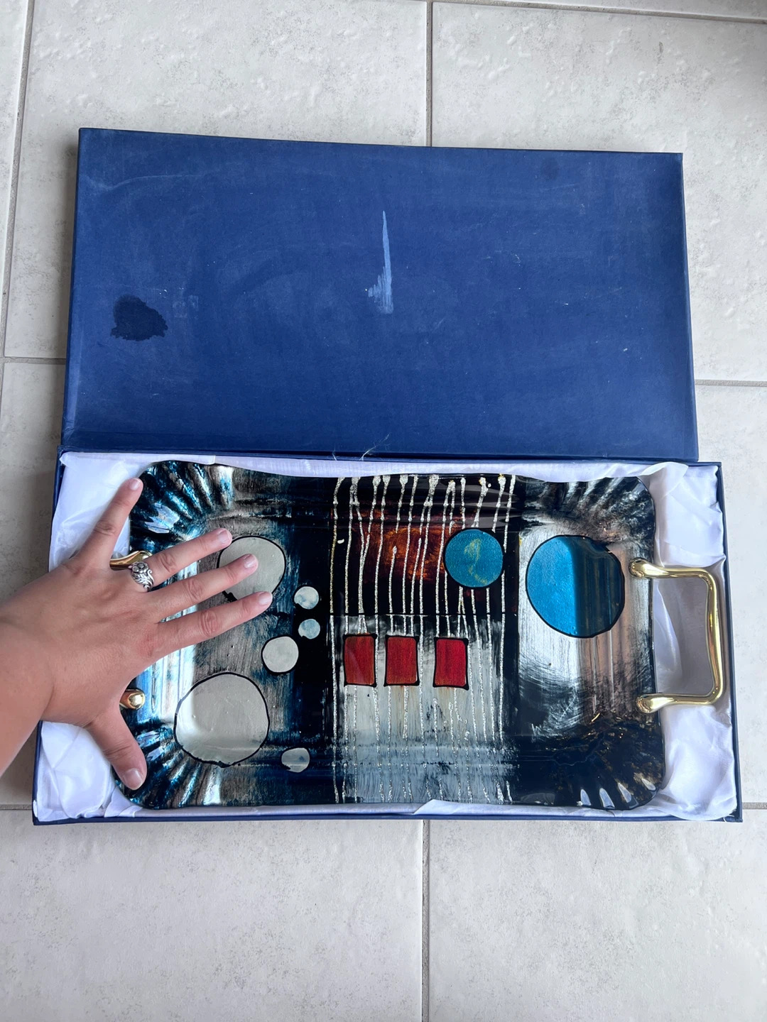 Art Glass Serving Tray with Handles - photo 3