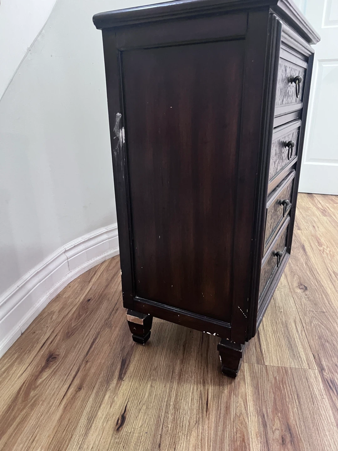 Dark Wood 4-Drawer Nightstand - photo 2