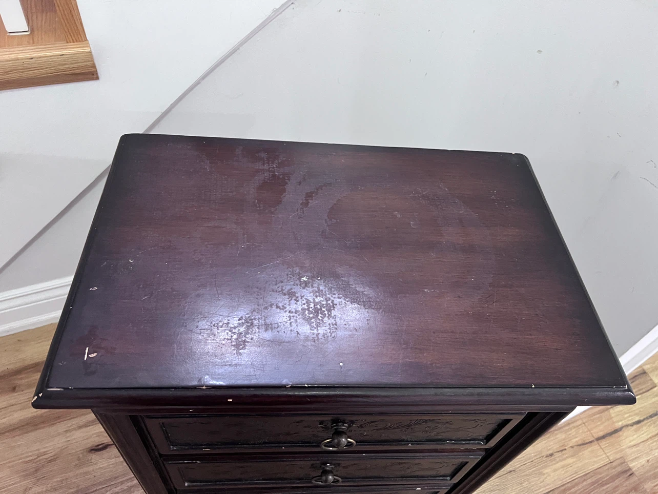 Dark Wood 4-Drawer Nightstand - photo 3