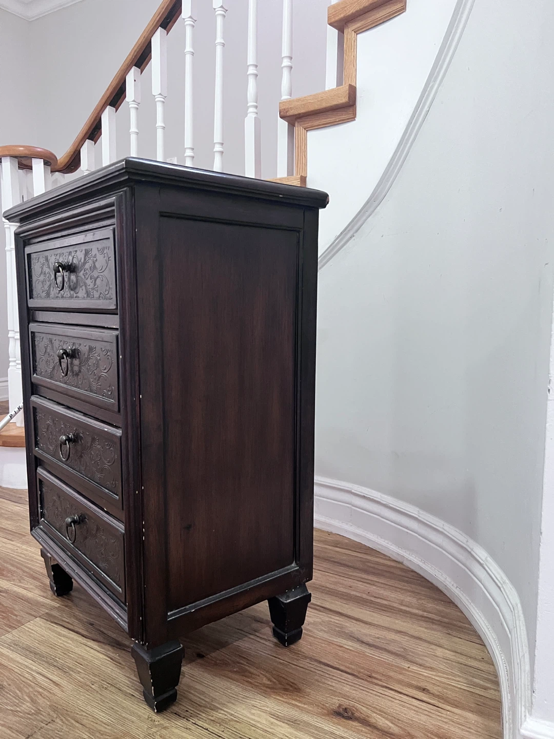 Dark Wood 4-Drawer Nightstand - photo 4