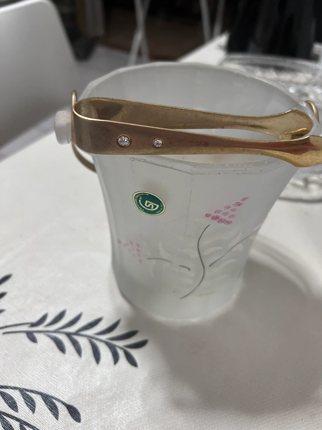 Vintage G&G Italian Frosted Glass Ice Bucket