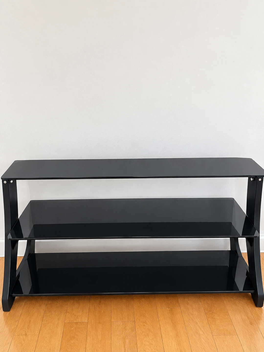 Modern Black Glass 3-Tier TV Stand / Media Console