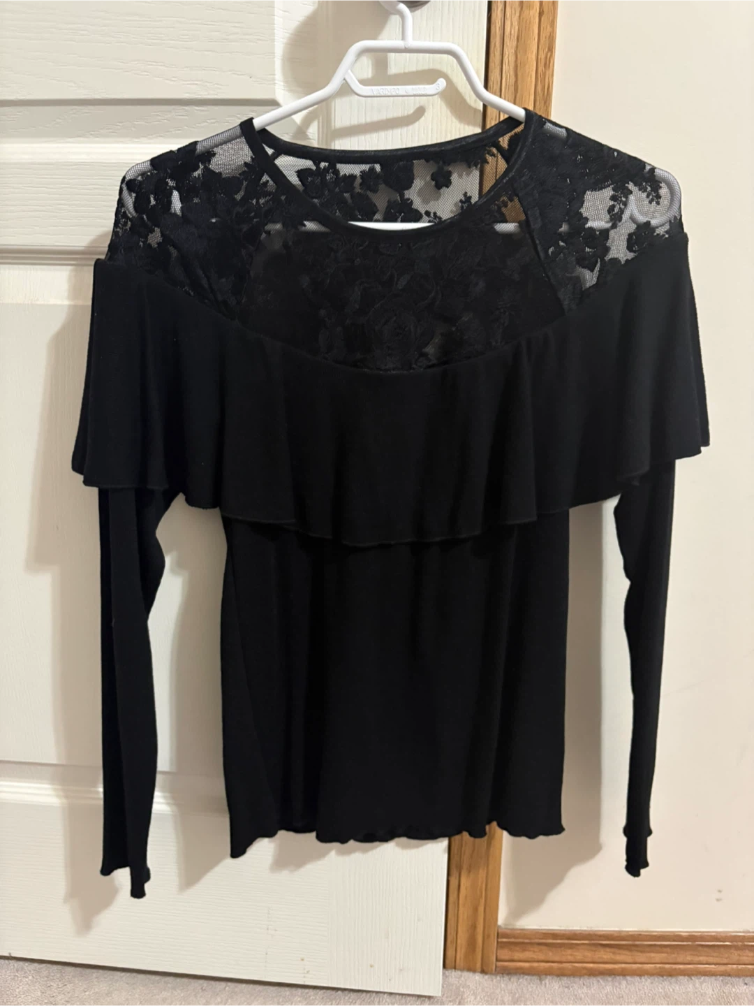 Tristan Black Lace Long Sleeve Top
