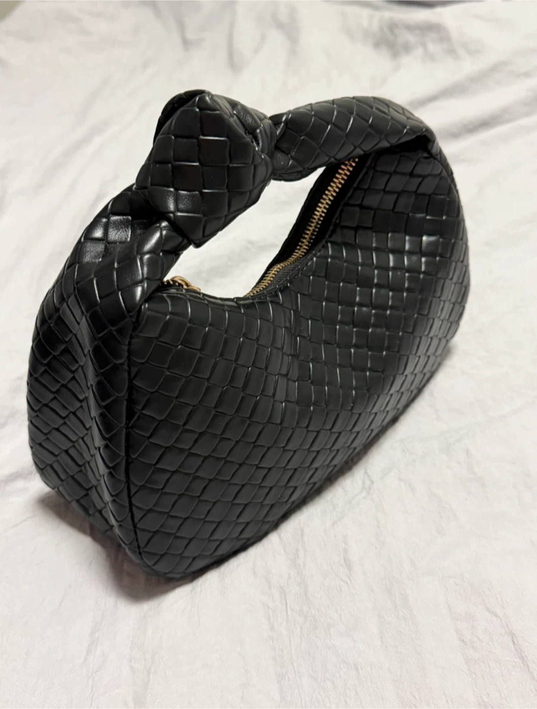Black Woven Knot Handbag