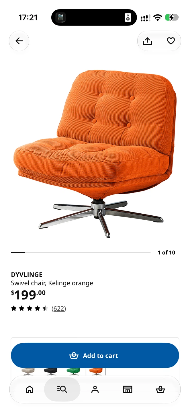 IKEA DYVLINGE Swivel Chair - Kelinge Orange