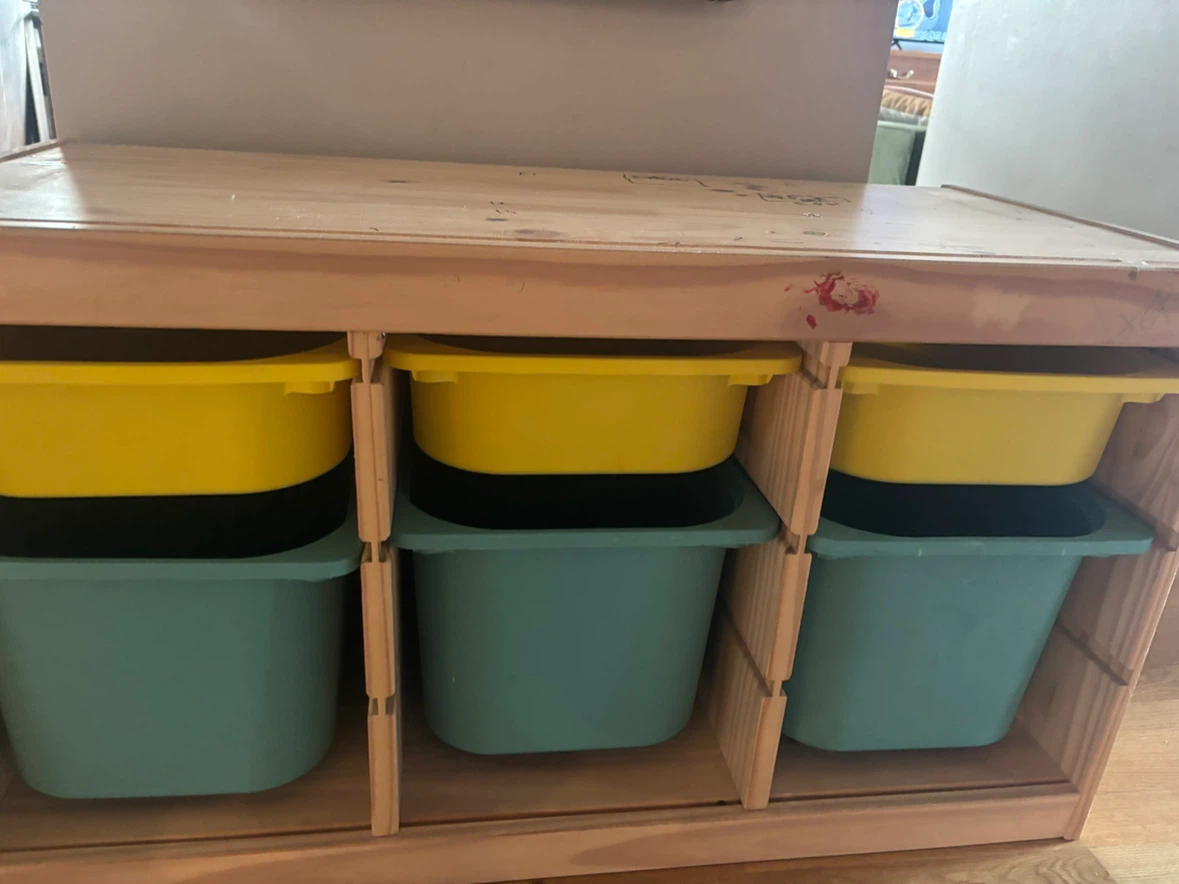 IKEA TROFAST Solid Pine Toy Storage + 6 Bins
