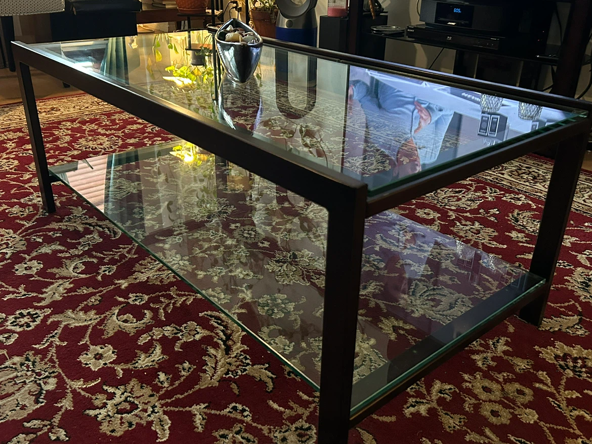 Black Metal and Glass Coffee Table