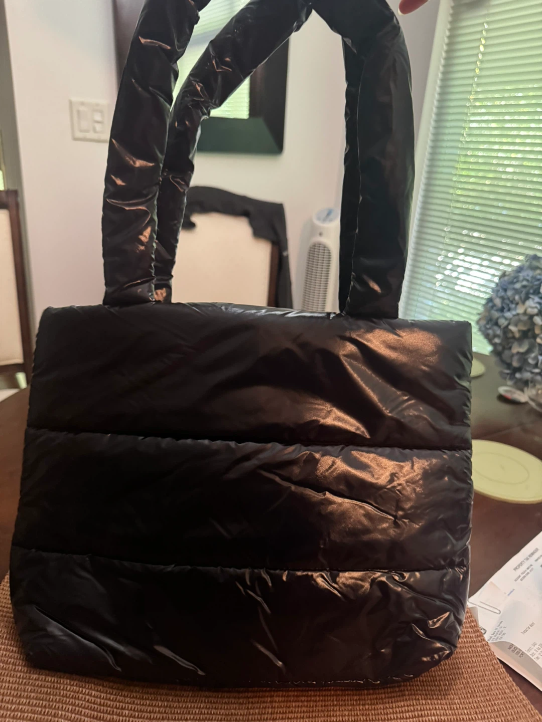 Black Puffer Tote Bag