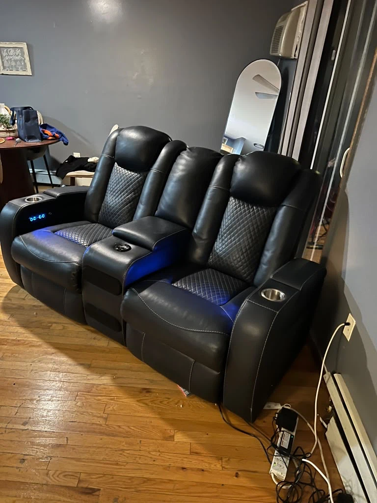 Black Power Reclining Theater Loveseat
