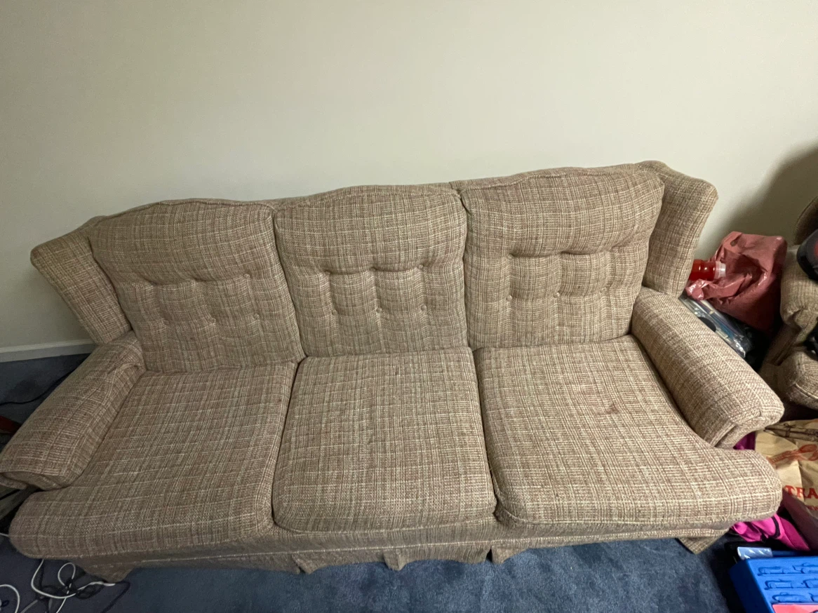 Three-Piece Tan Fabric Sofa Set
