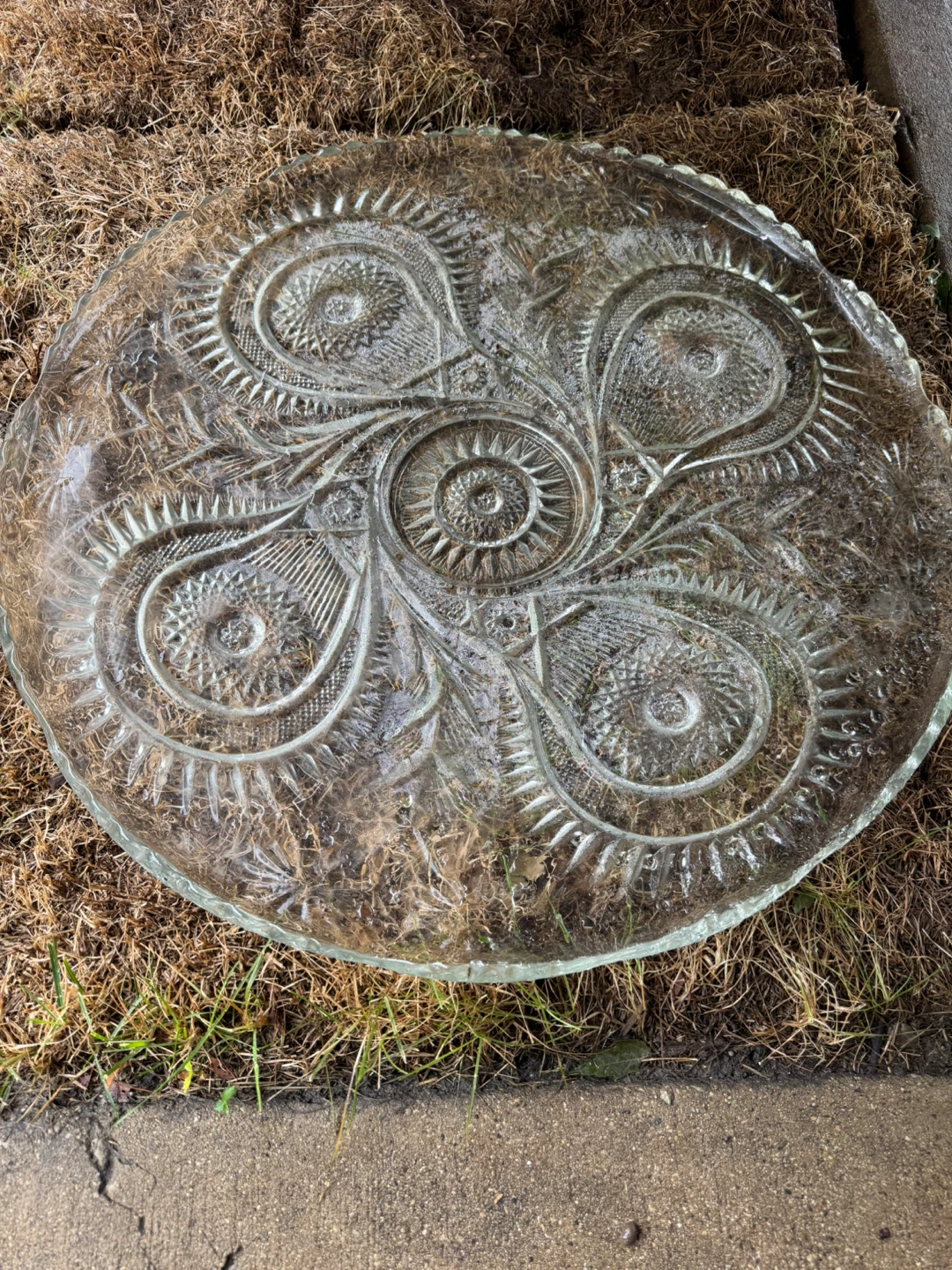 Clear Pressed Glass Serving Platter