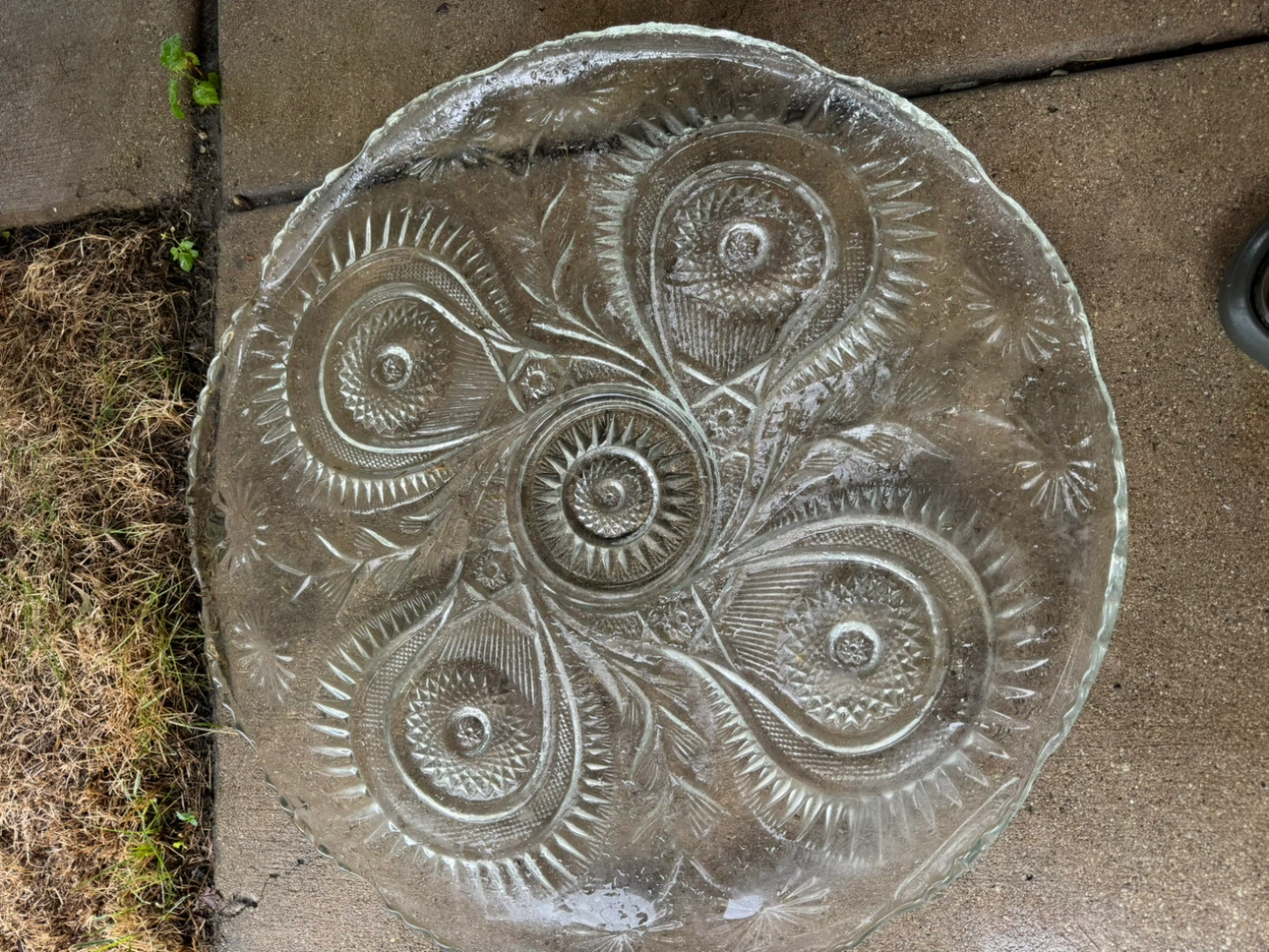 Clear Pressed Glass Serving Platter - photo 2