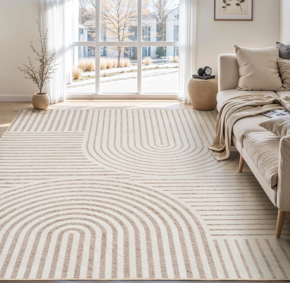 Geometric Pattern Area Rug 9x12 ft