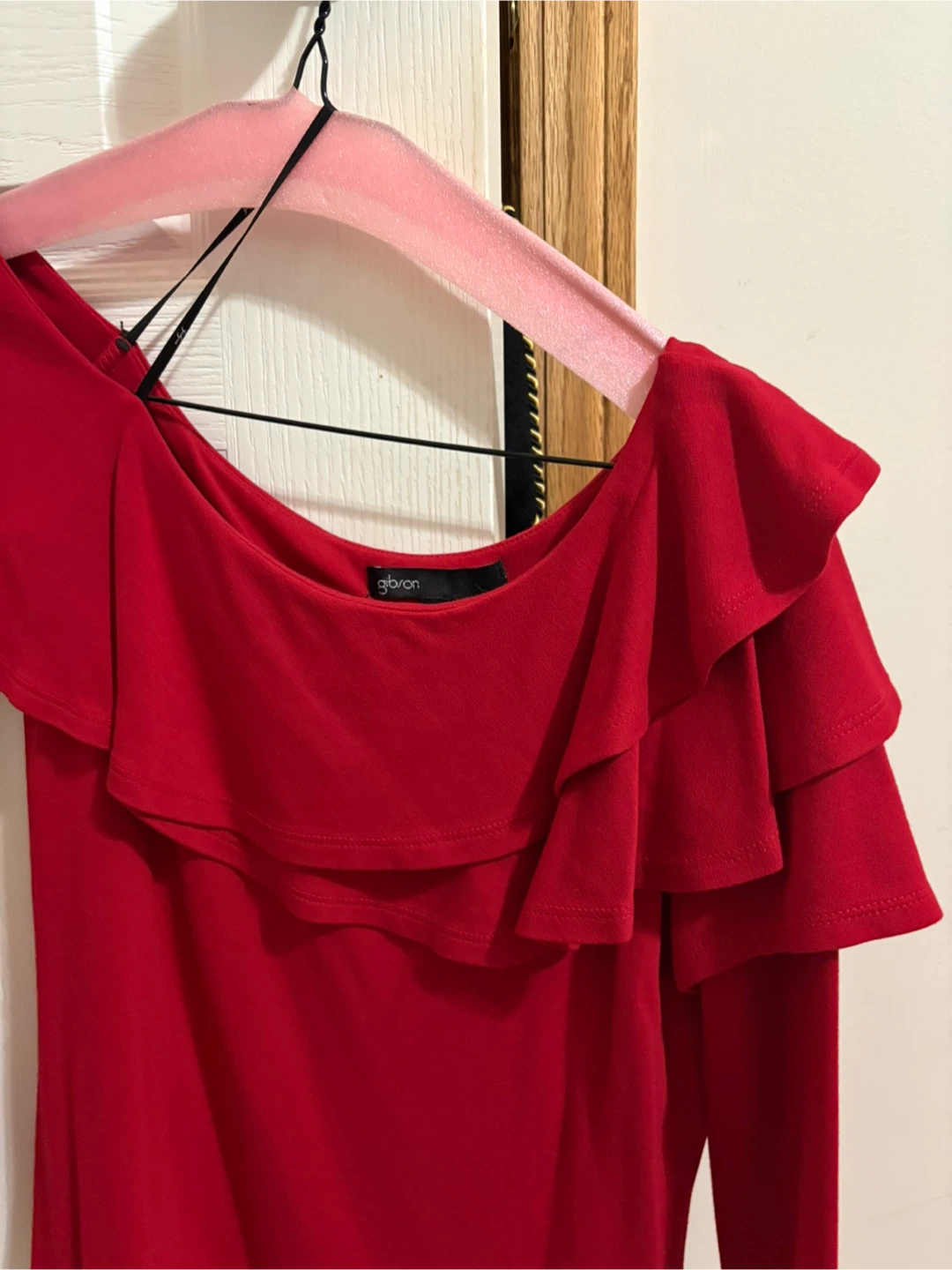 Gibson Red Off the Shoulder Ruffle Top - photo 2