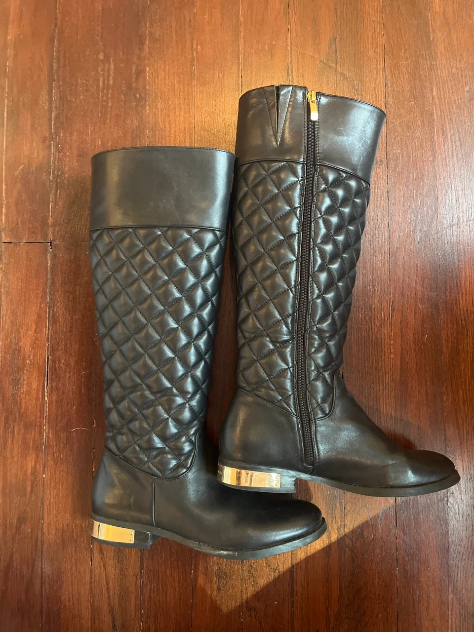 Vince Camuto Black Quilted Knee-High Boots