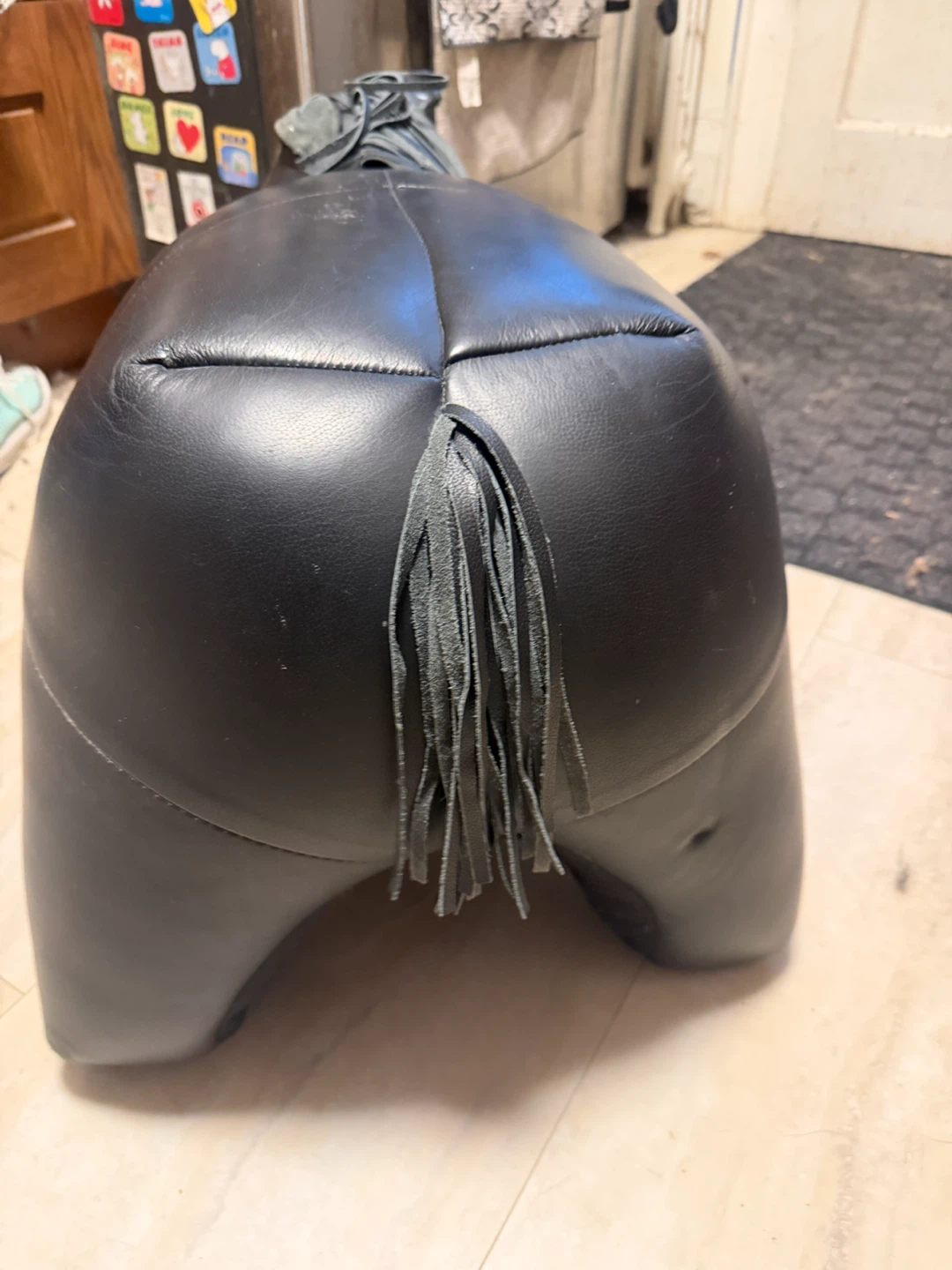 Reiners Black Leather Horse Ottoman - photo 5