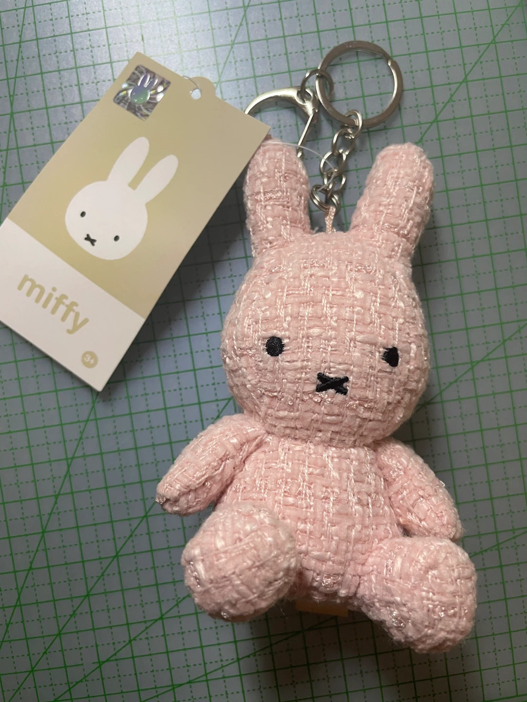 pink tweed miffy keychain