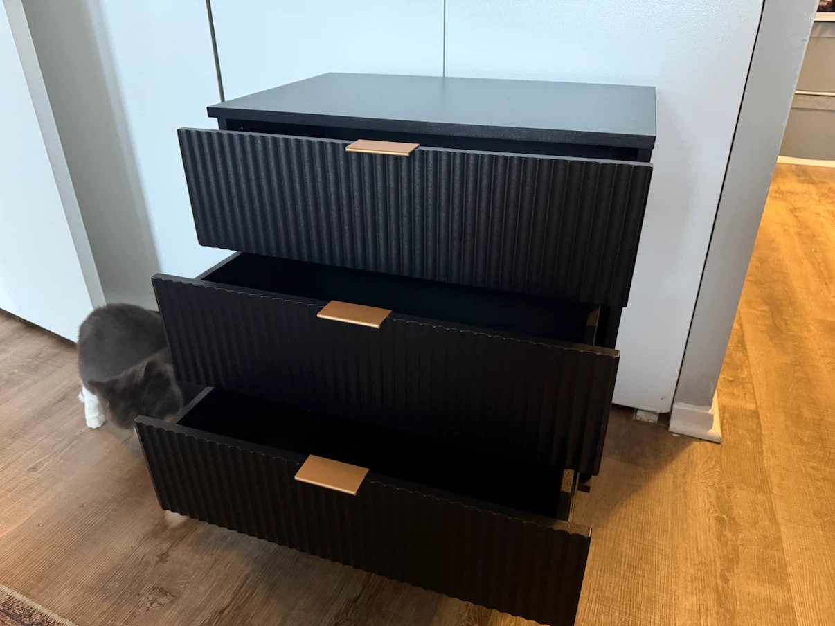 Black 3-Drawer Dresser with Gold Handles - photo 2