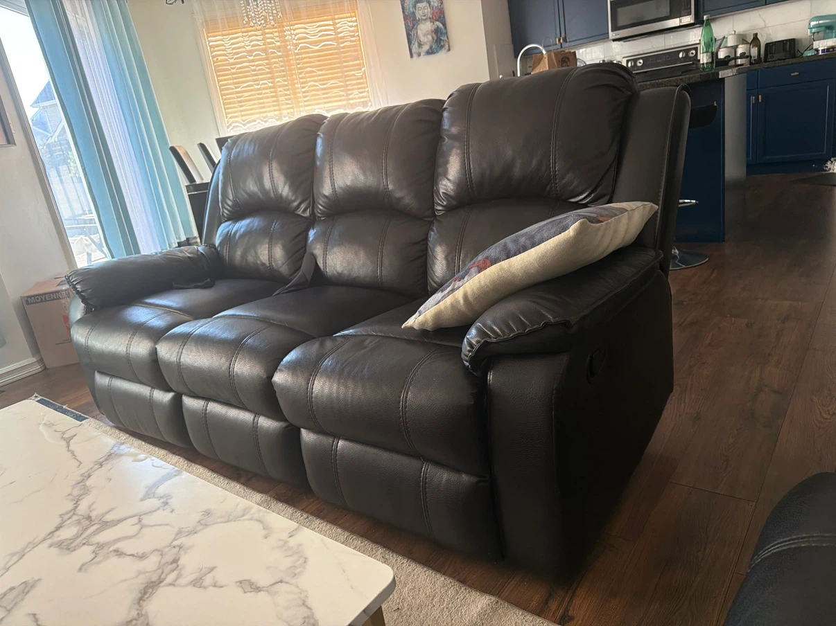 Black Leather Reclining Sofa