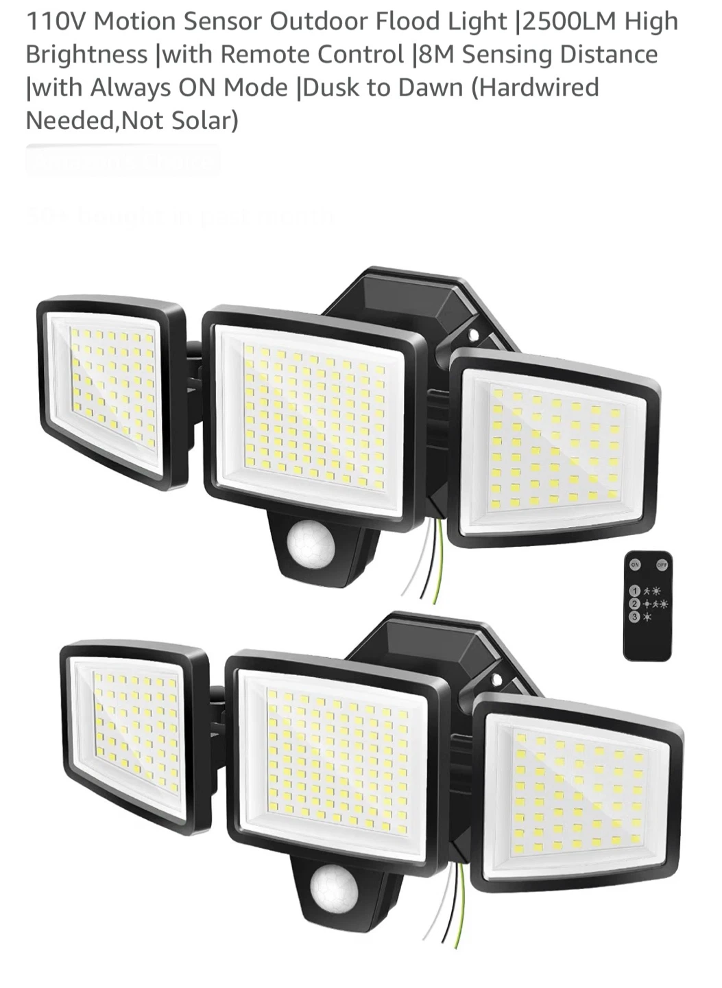 110V LED Motion Sensor Outdoor Flood Light