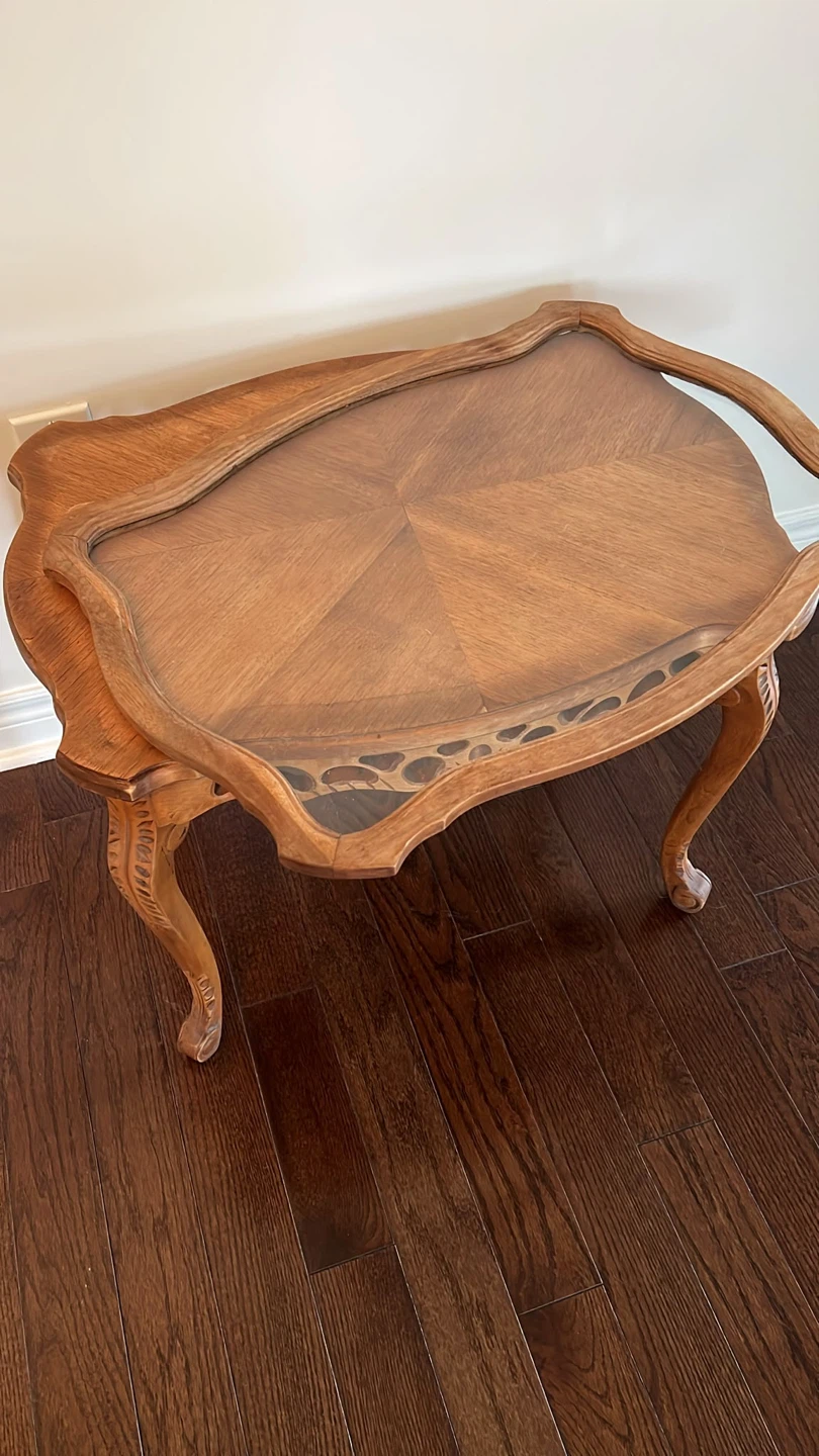Vintage Style Wood Accent Table with Removable Tray Top - photo 2