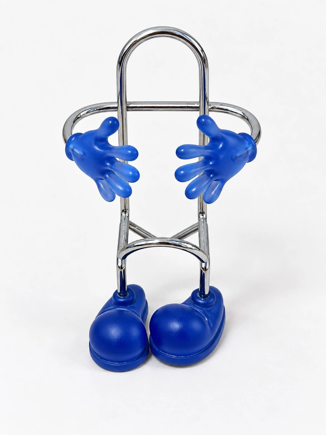 Novelty Chrome and Blue Metal Phone Stand
