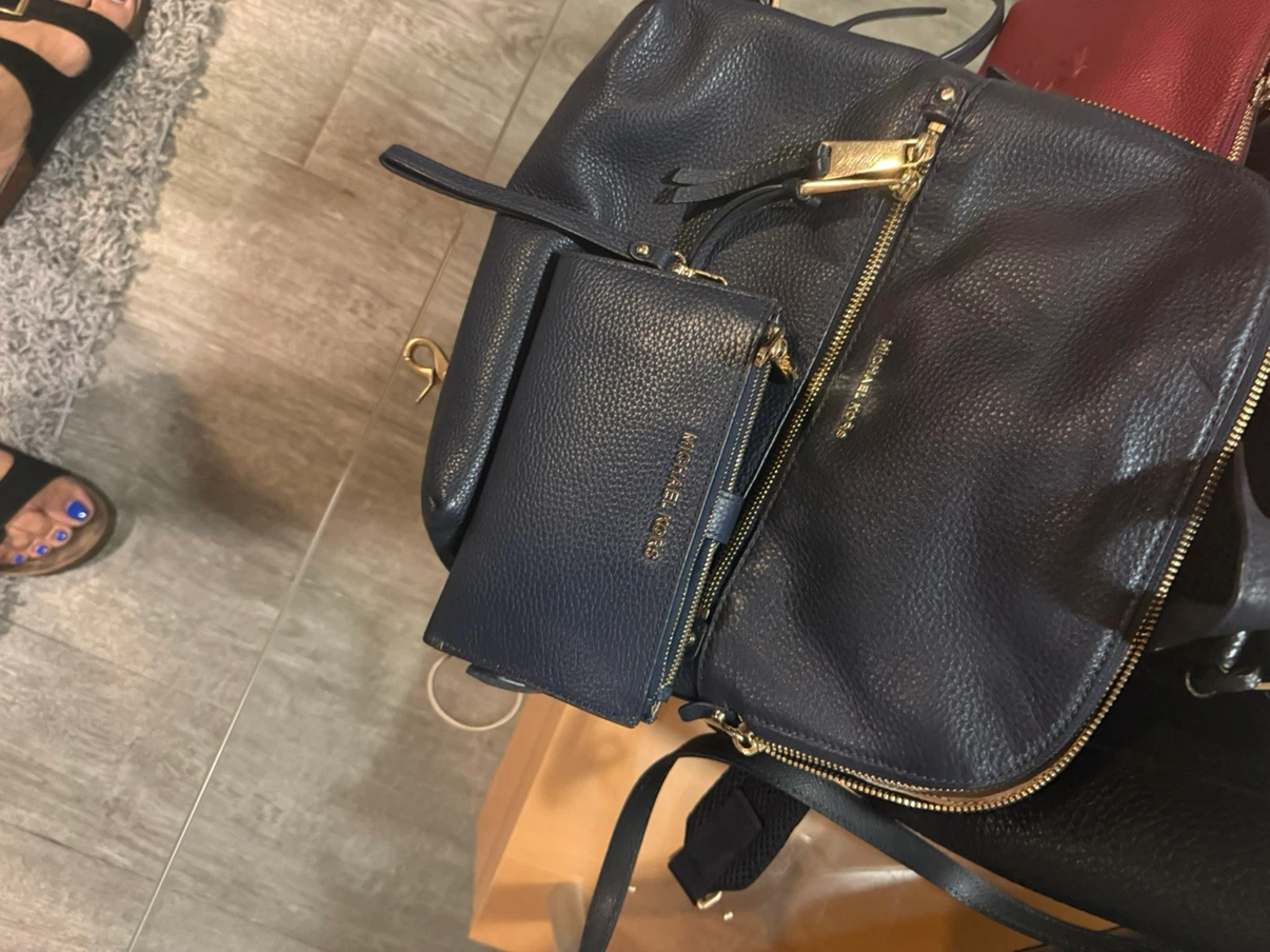 Michael Kors Navy Blue Leather Backpack