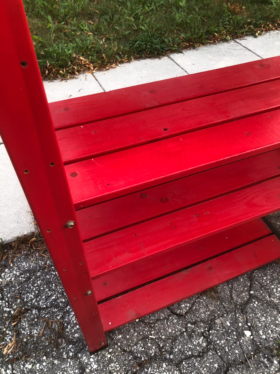 Red Wooden Four-Tier Storage Shelf - photo 3