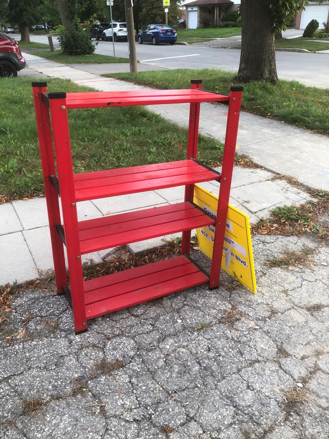 Red Wooden Four-Tier Storage Shelf
