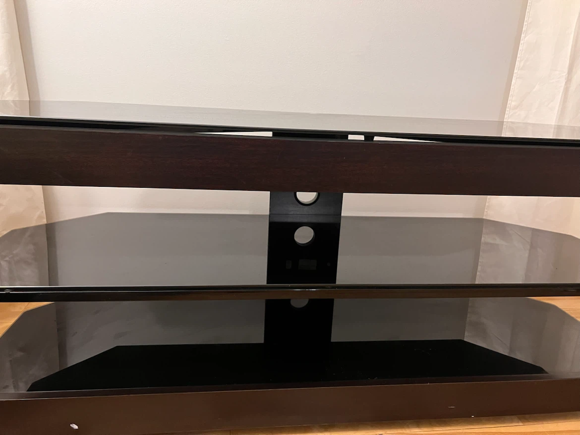 Black Glass and Wood TV Stand - photo 3