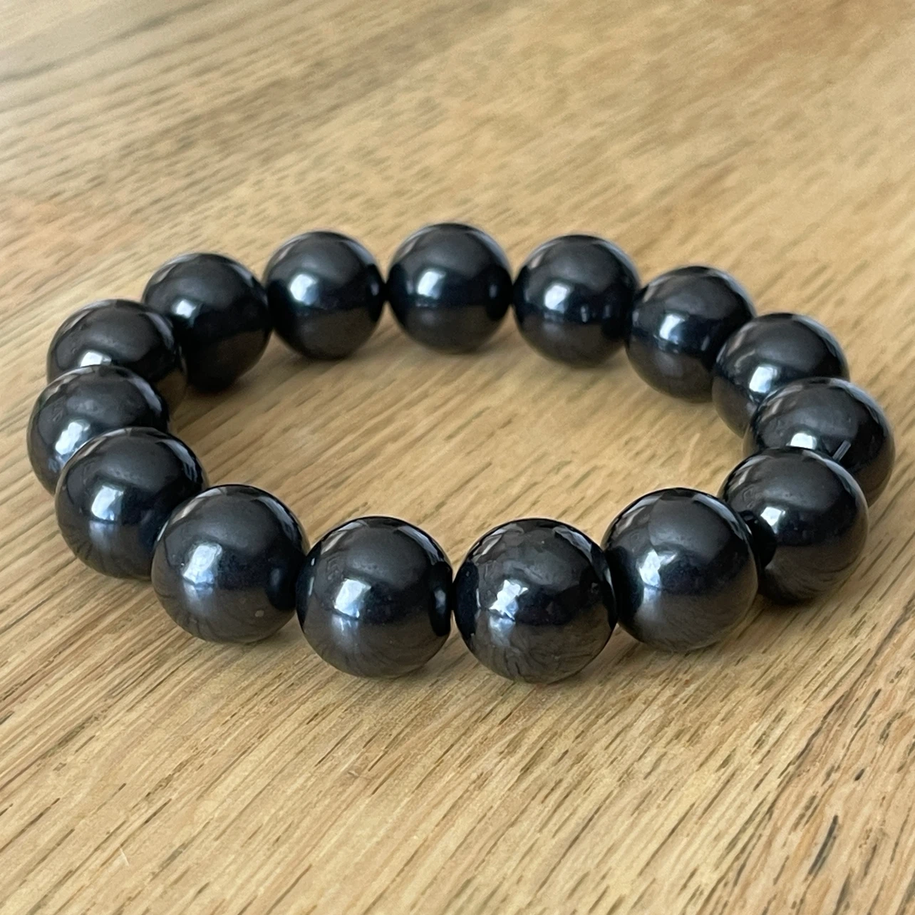 Shungite bracelet (14mm bead) - Powerful EMF protection - photo 2