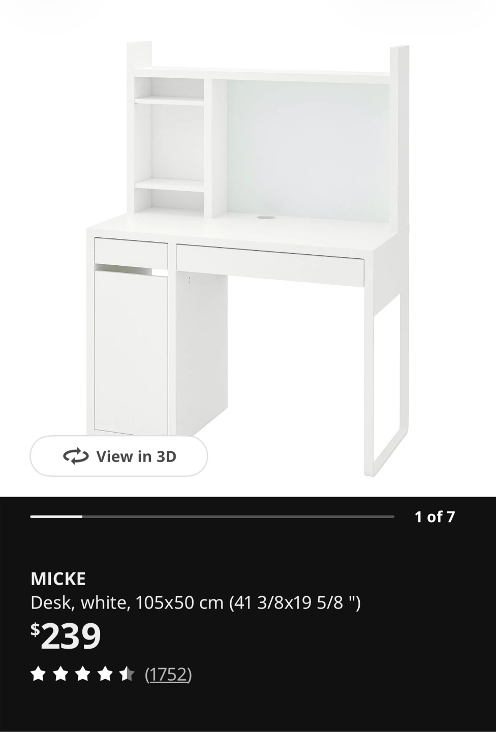 IKEA MICKE Desk with Add-on Unit