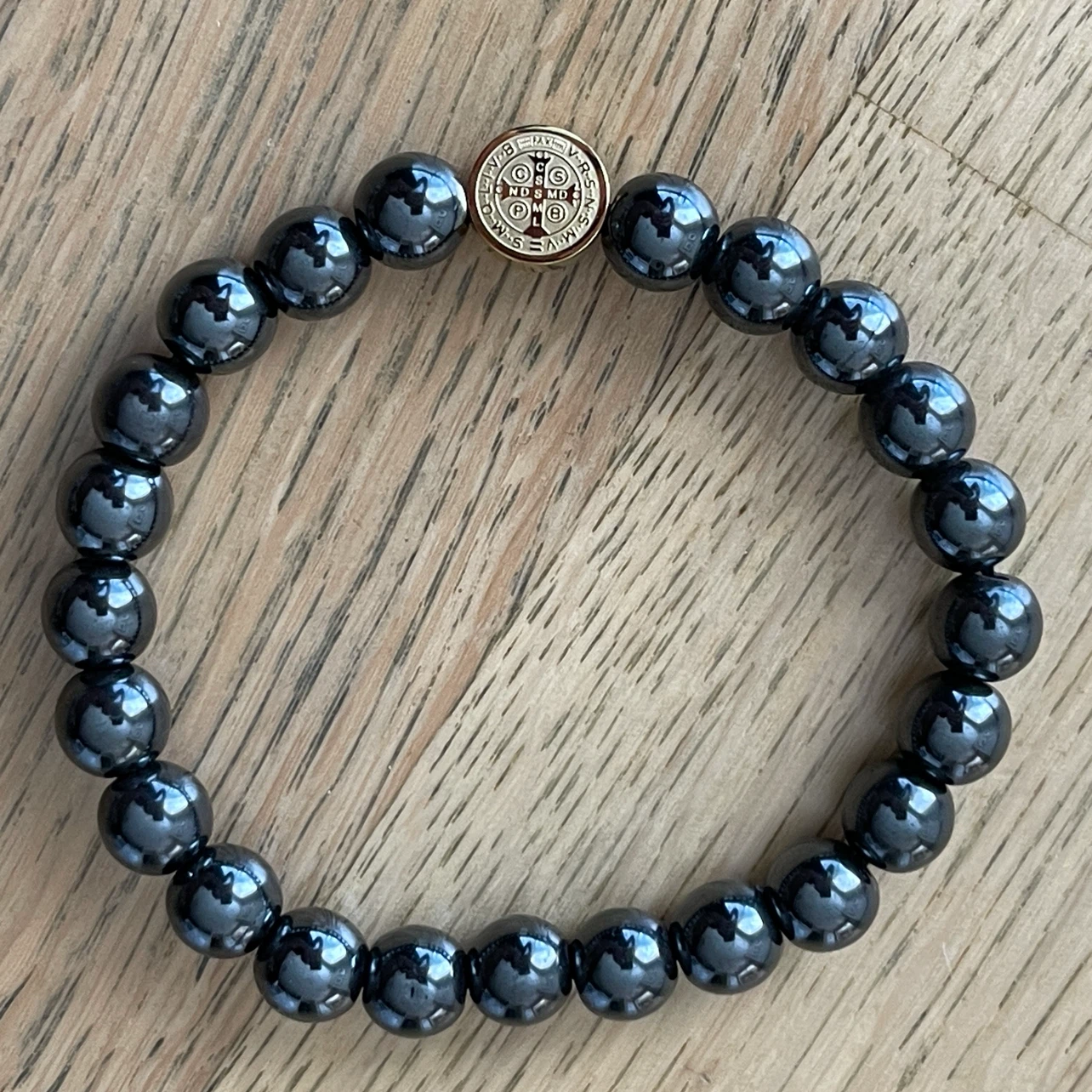 Double sided St. Benedict & magnetic hematite bracelet - photo 4