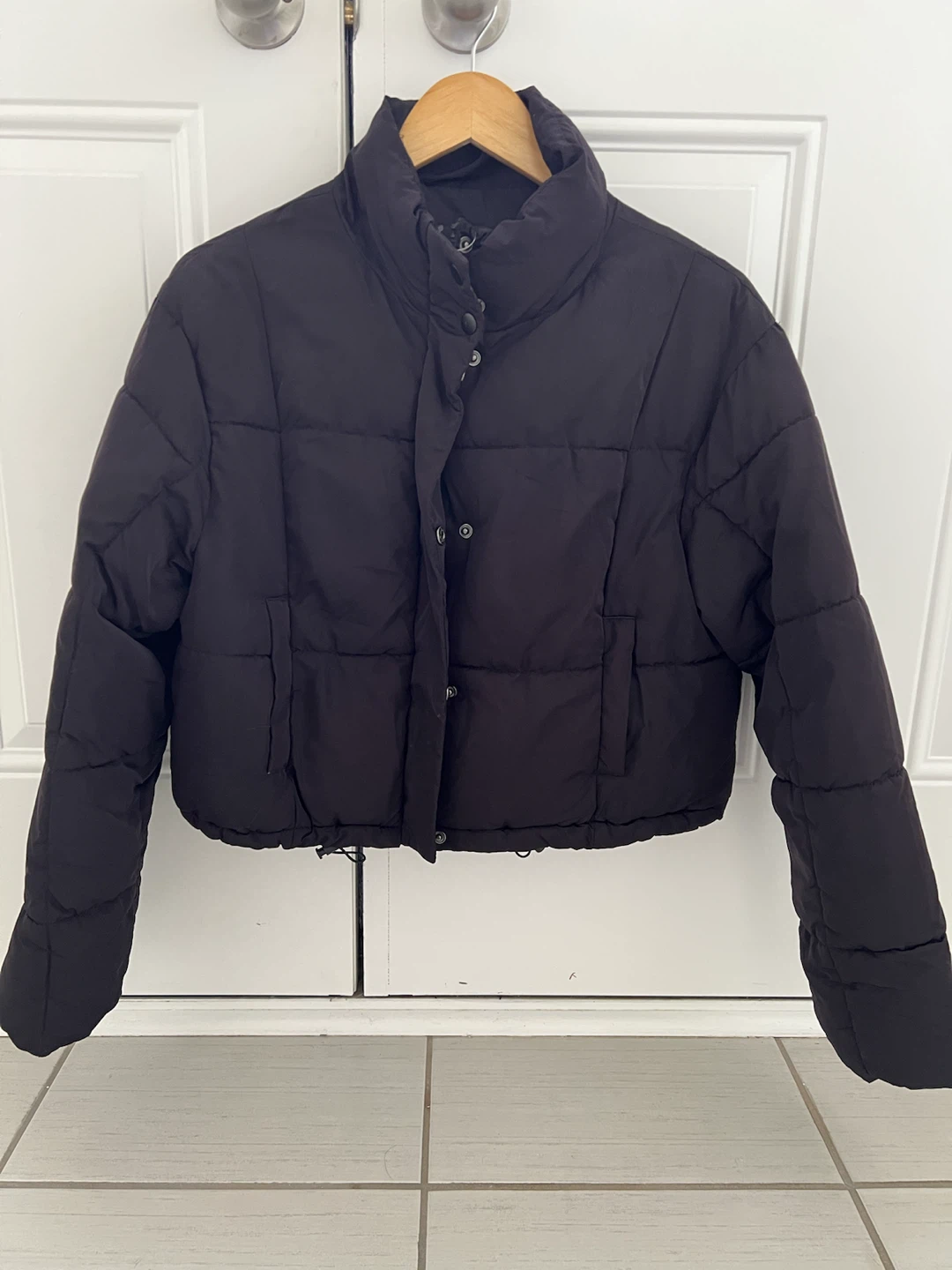 Black Cropped Puffer Jacket