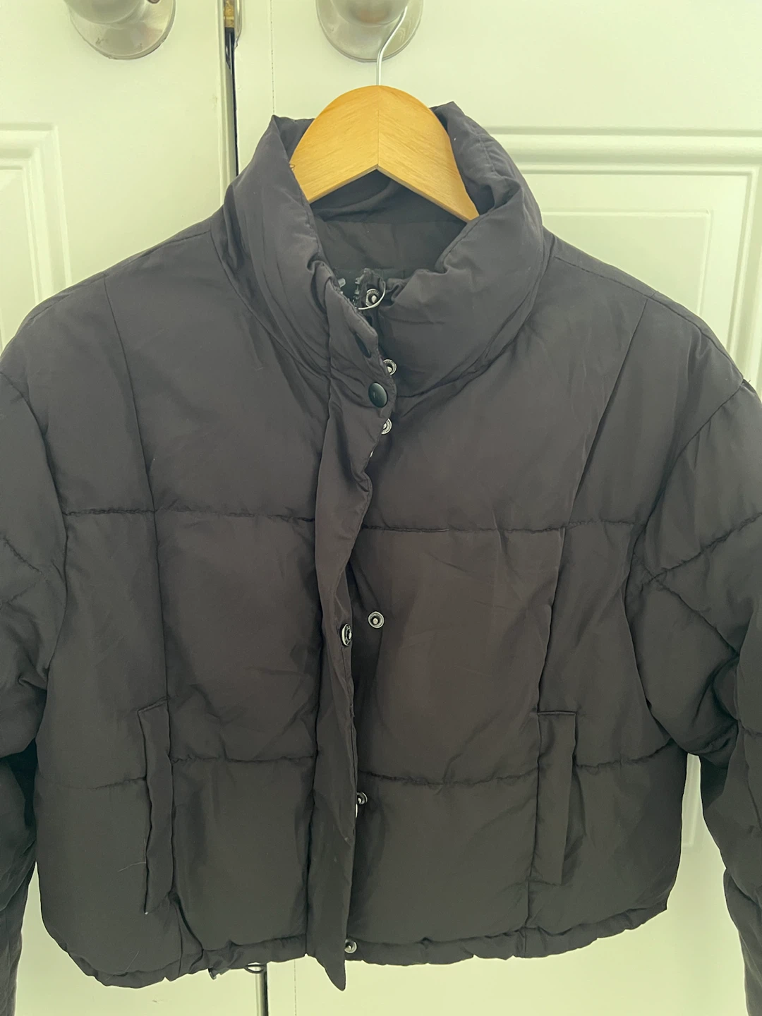 Black Cropped Puffer Jacket - photo 2