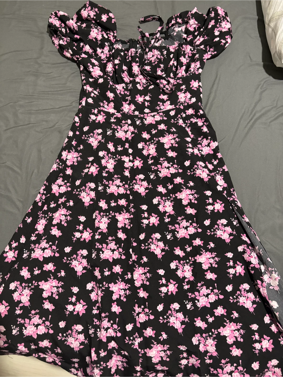 Floral midi dress with side slit