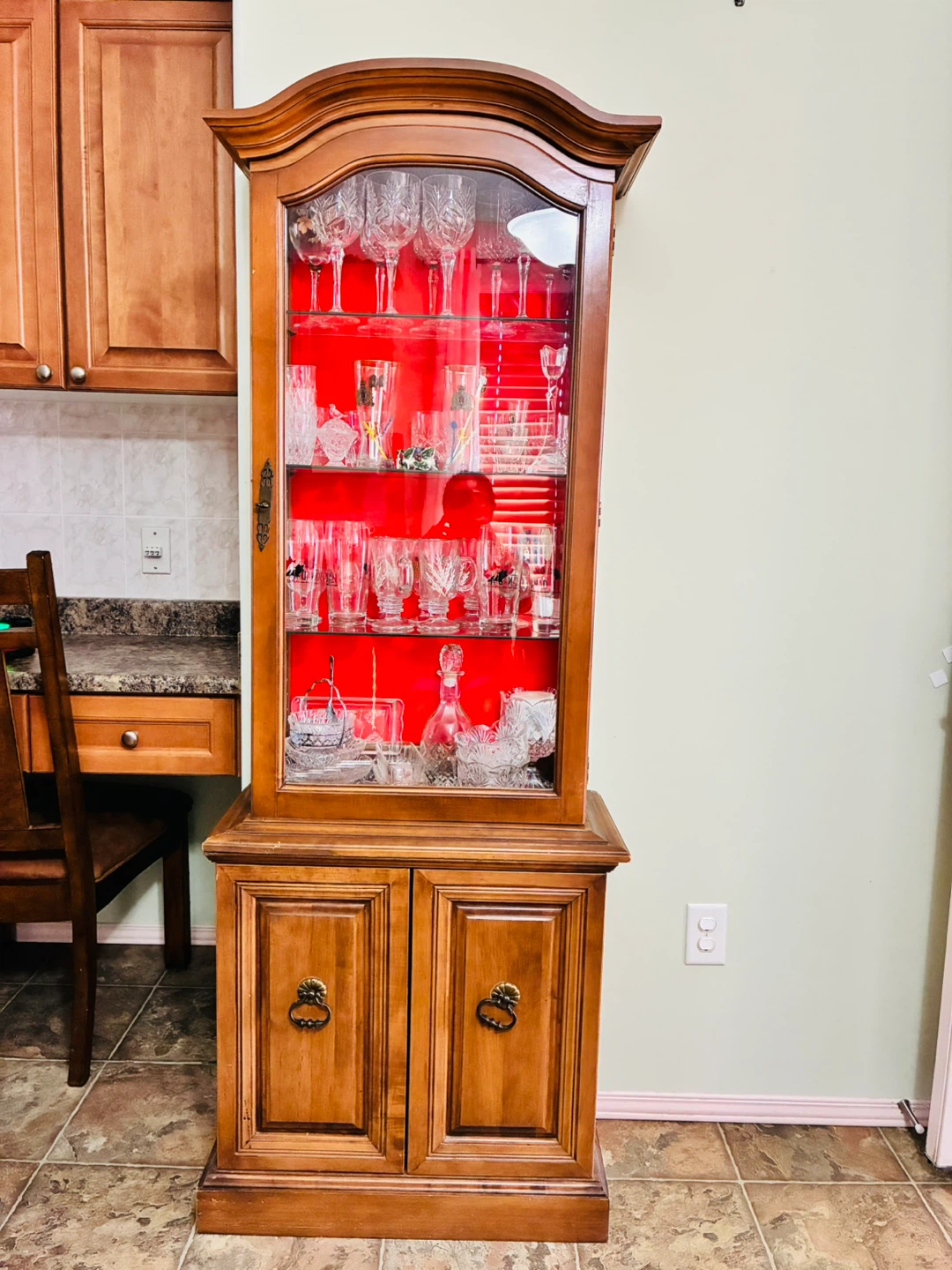 Two-Piece Wooden Curio Display Cabinet