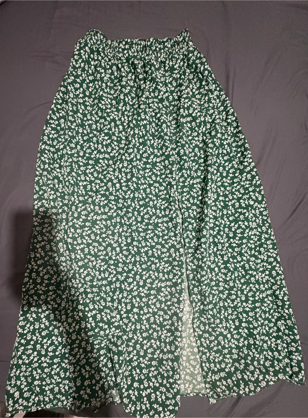 Green floral midi skirt