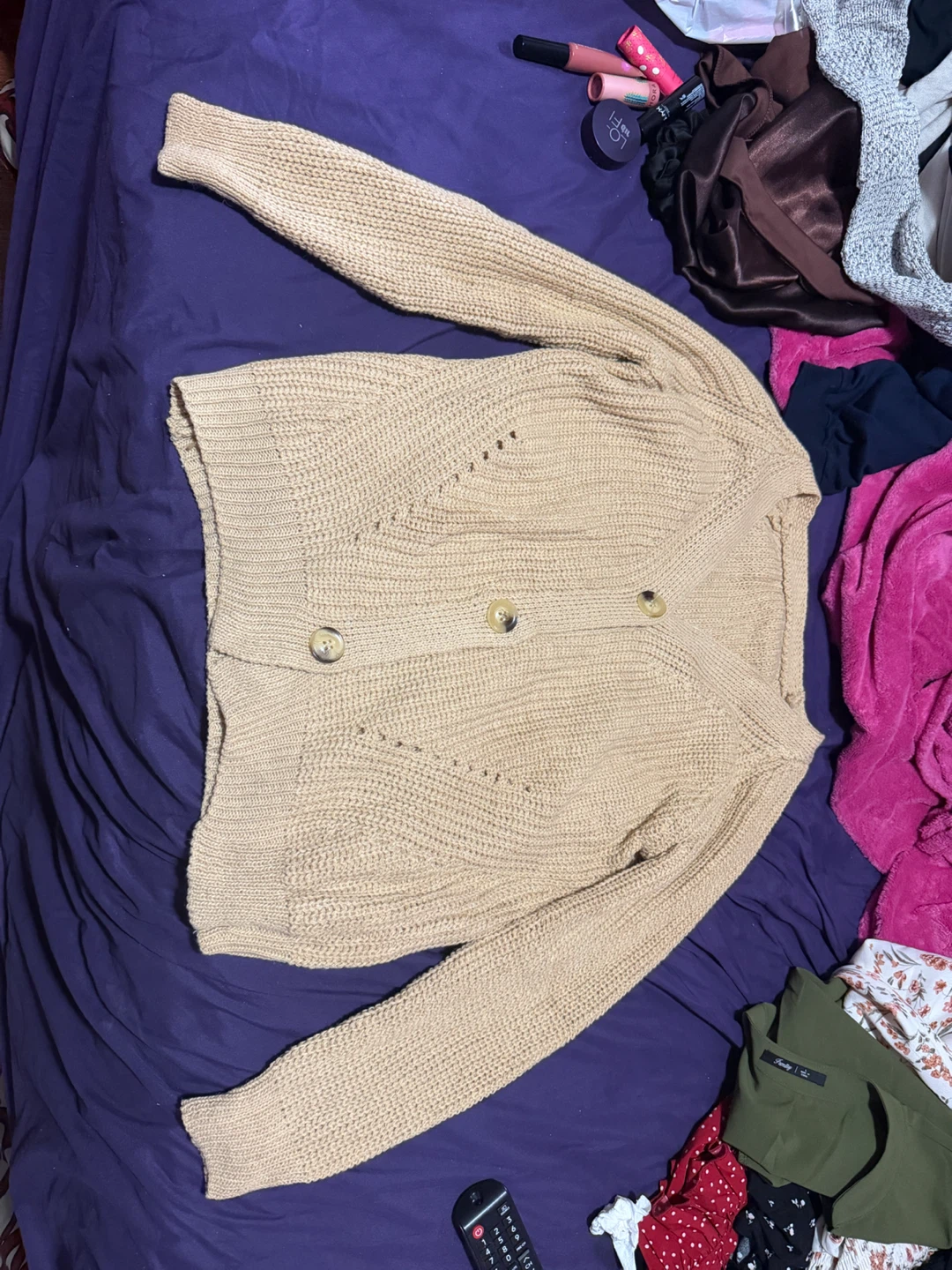 Beige Knit Cardigan