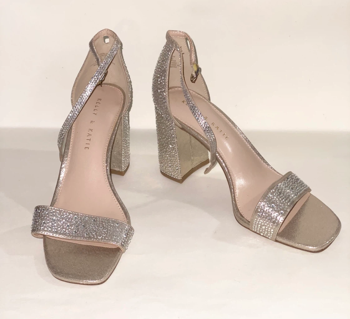 Like New Kelly & Katie Crystal Block Heel Sandals