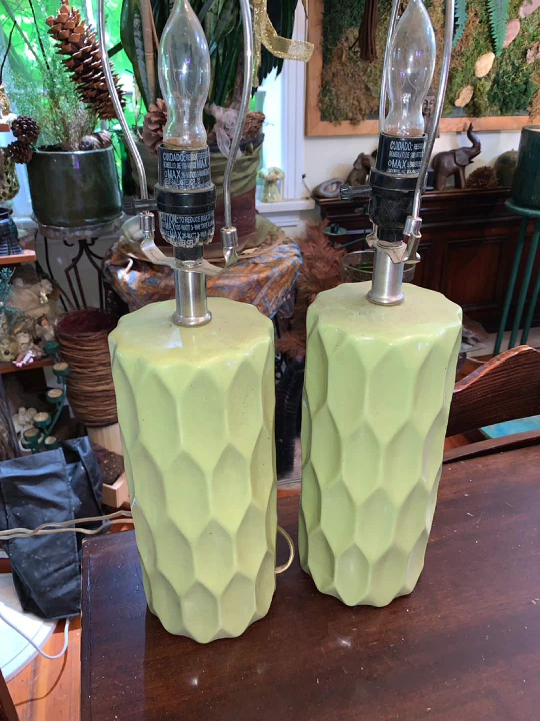 Pair of Mid-Century Modern Green Ceramic Table Lamps. - photo 2