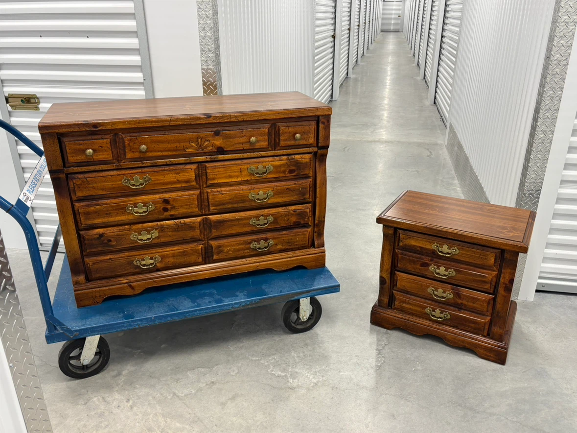 Vintage Wooden Dresser and Nightstand Set