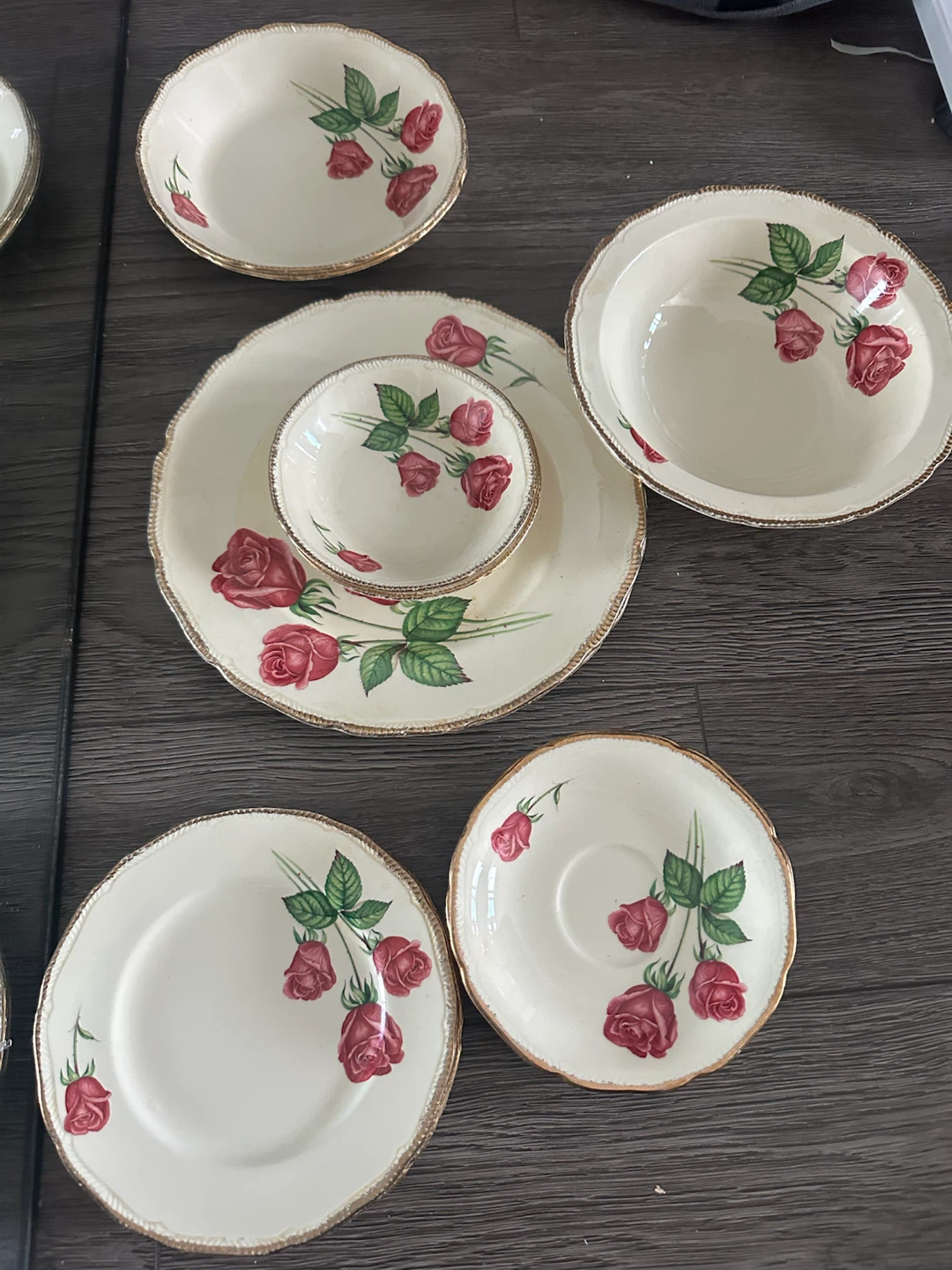 Vintage Rose Pattern Porcelain Dinnerware Set