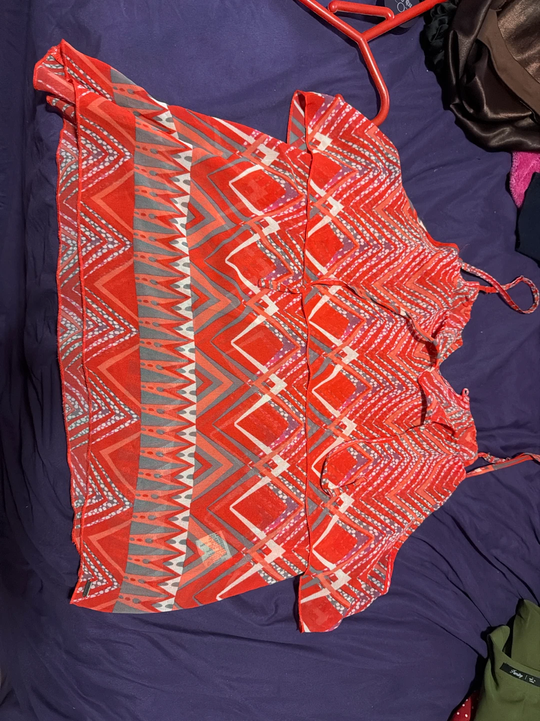 Red Patterned Sleeveless Top