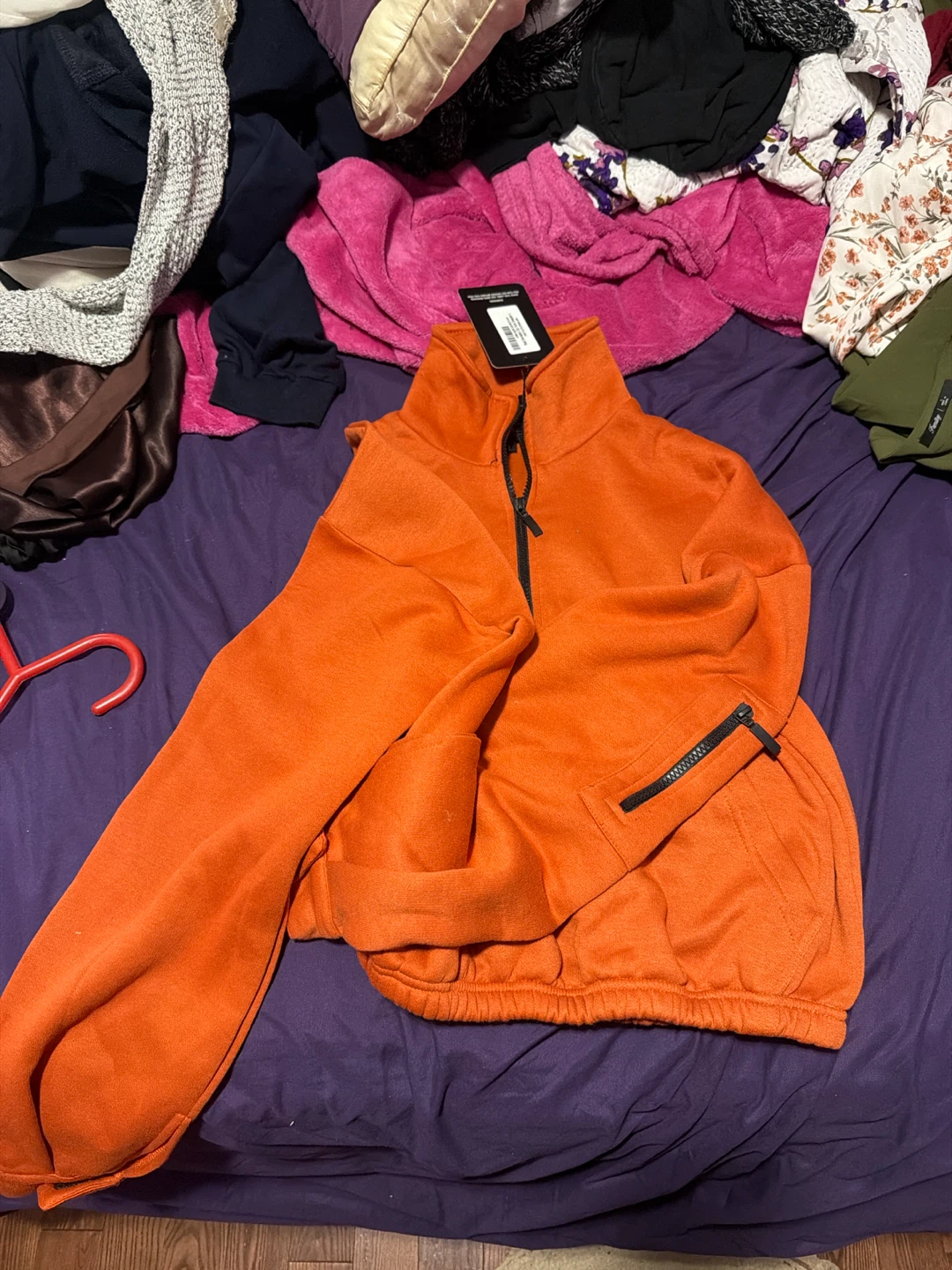 Orange Zip-Up Fleece Jacket